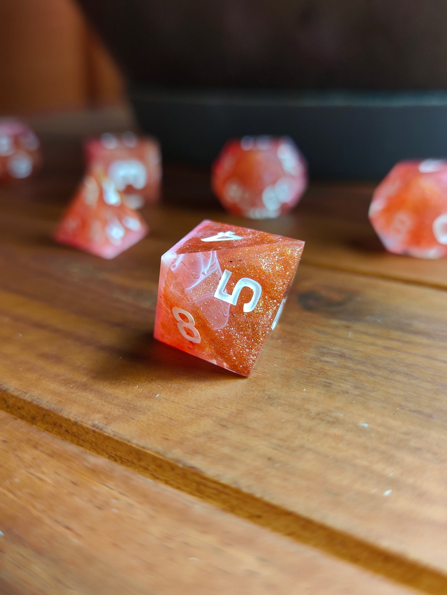 Handmade dice set: Crimson Blaze