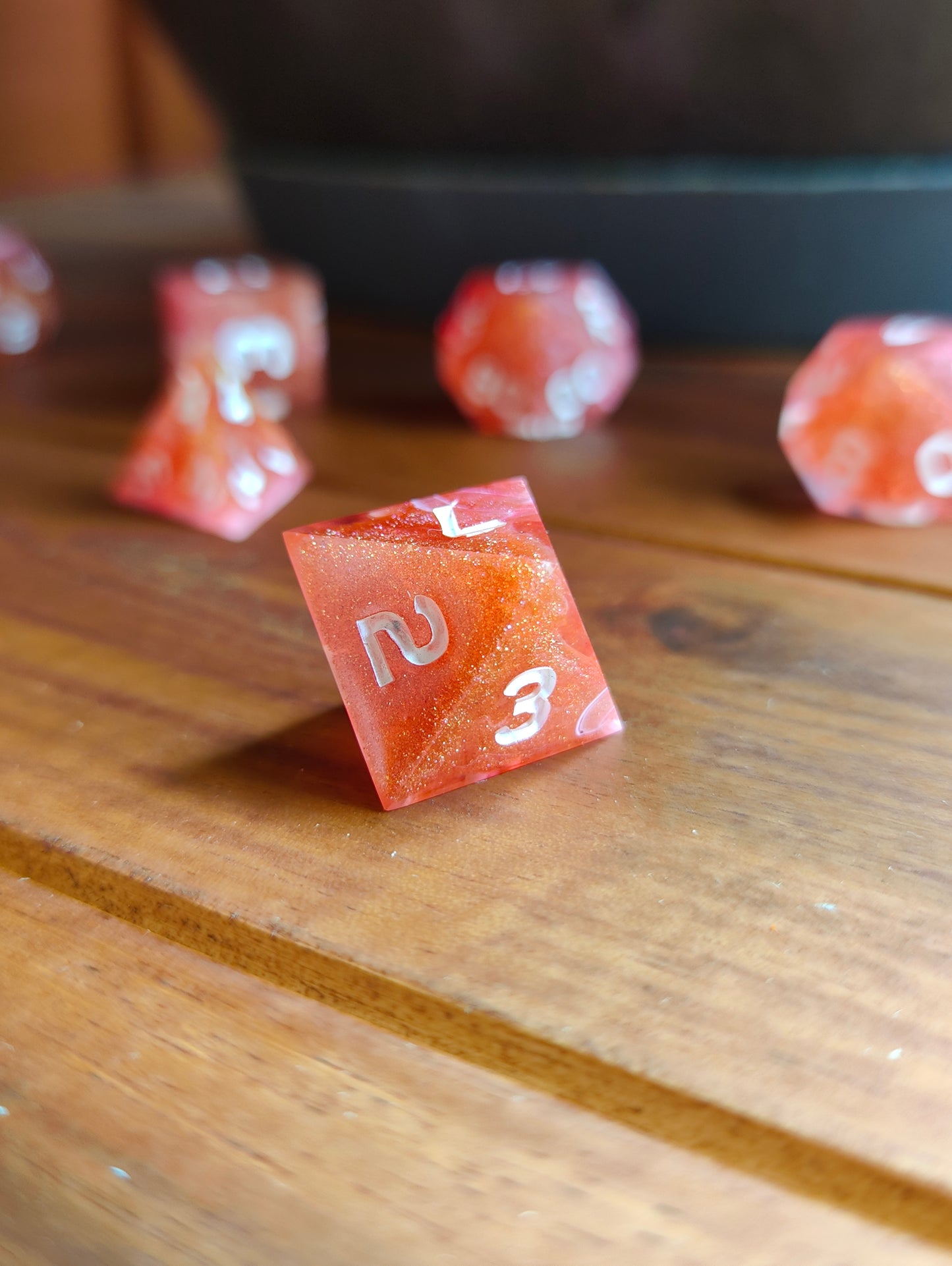 Handmade dice set: Crimson Blaze