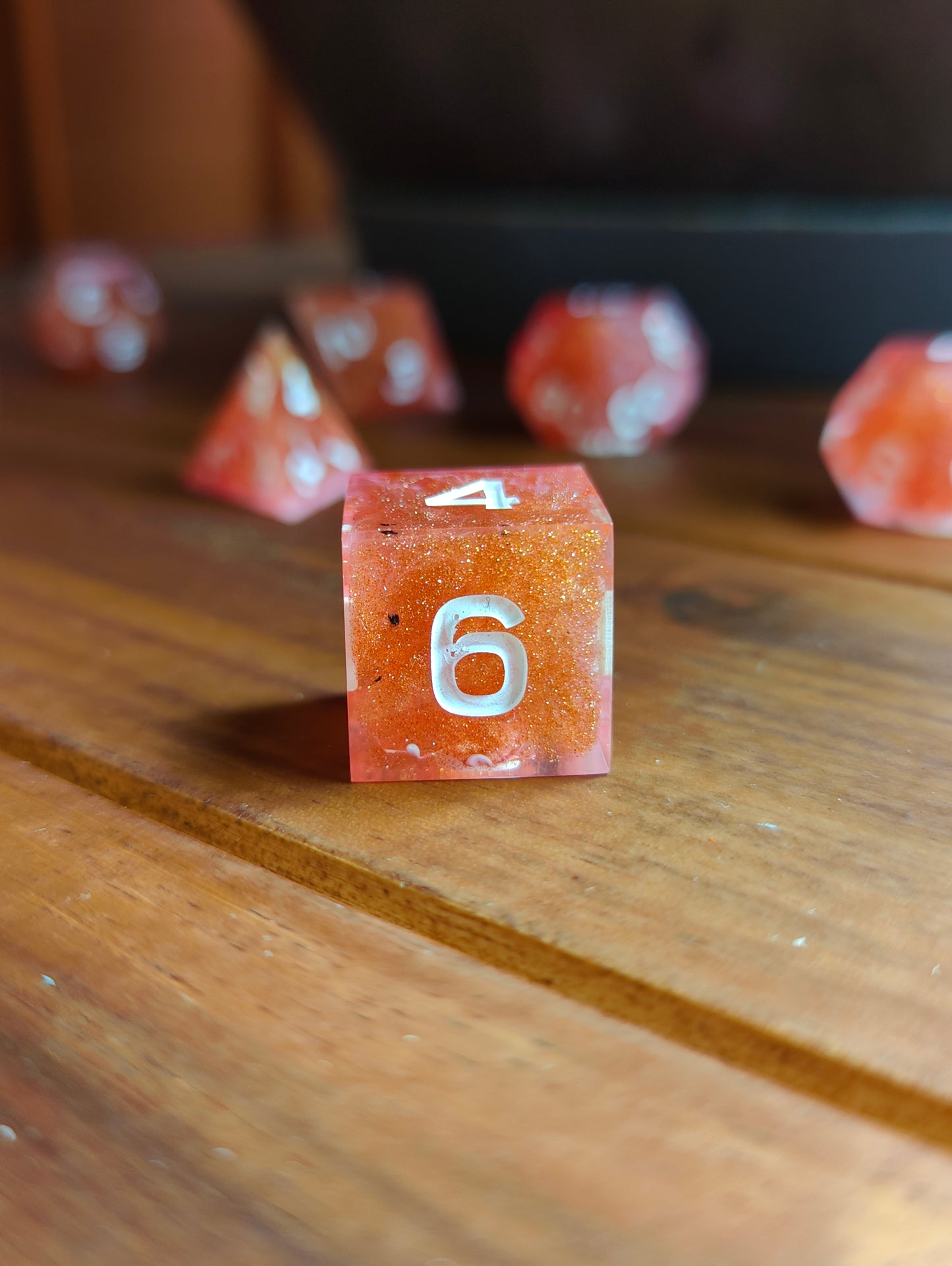 Handmade dice set: Crimson Blaze