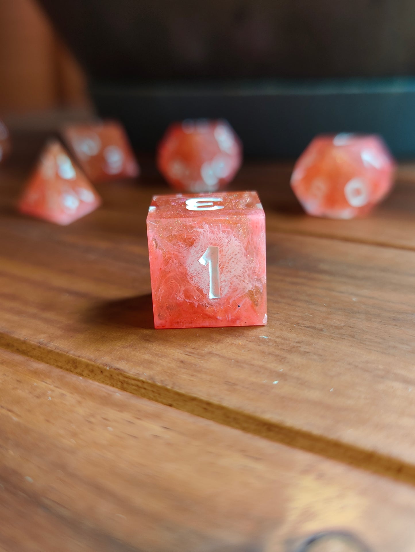 Handmade dice set: Crimson Blaze