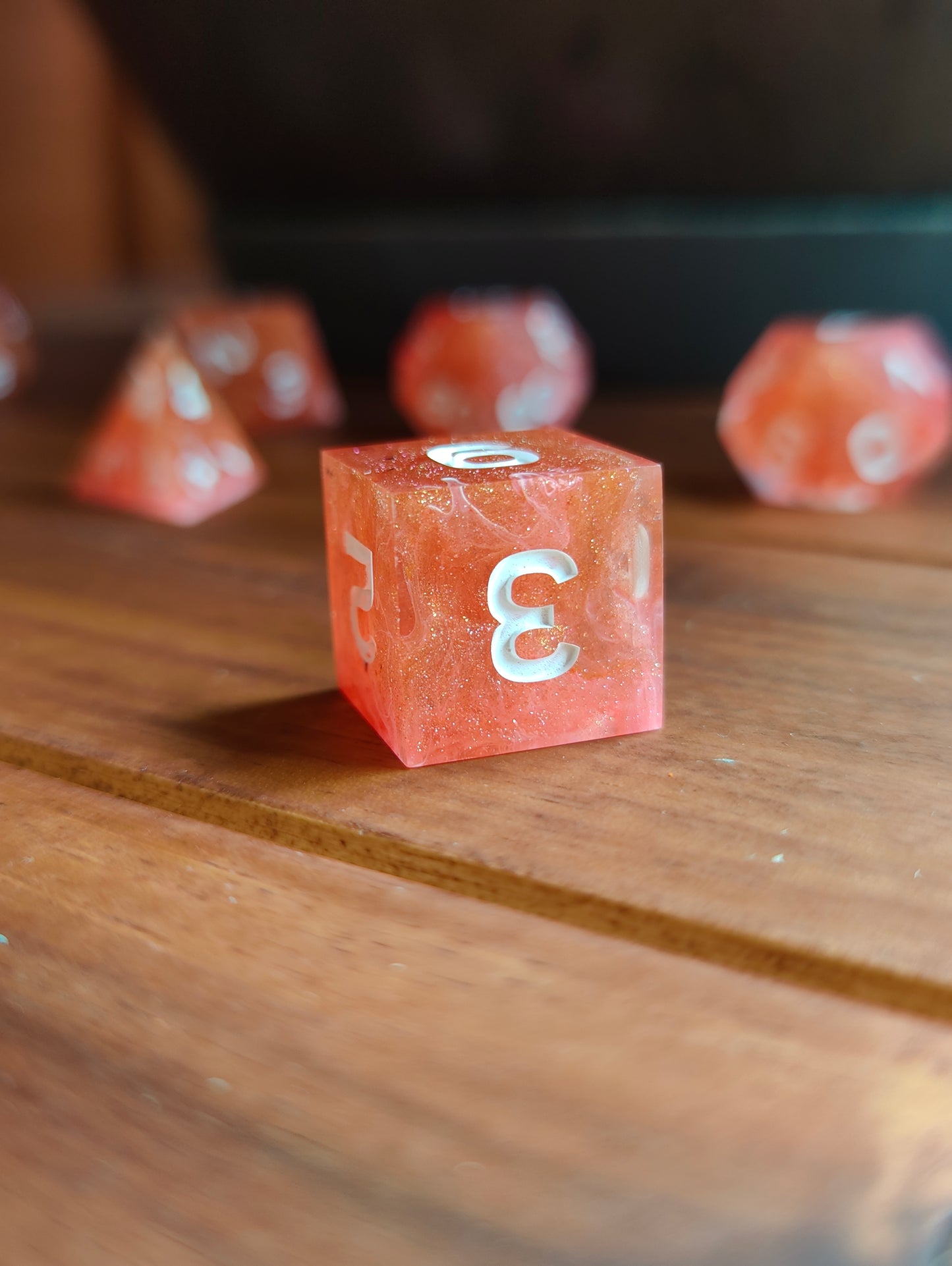 Handmade dice set: Crimson Blaze