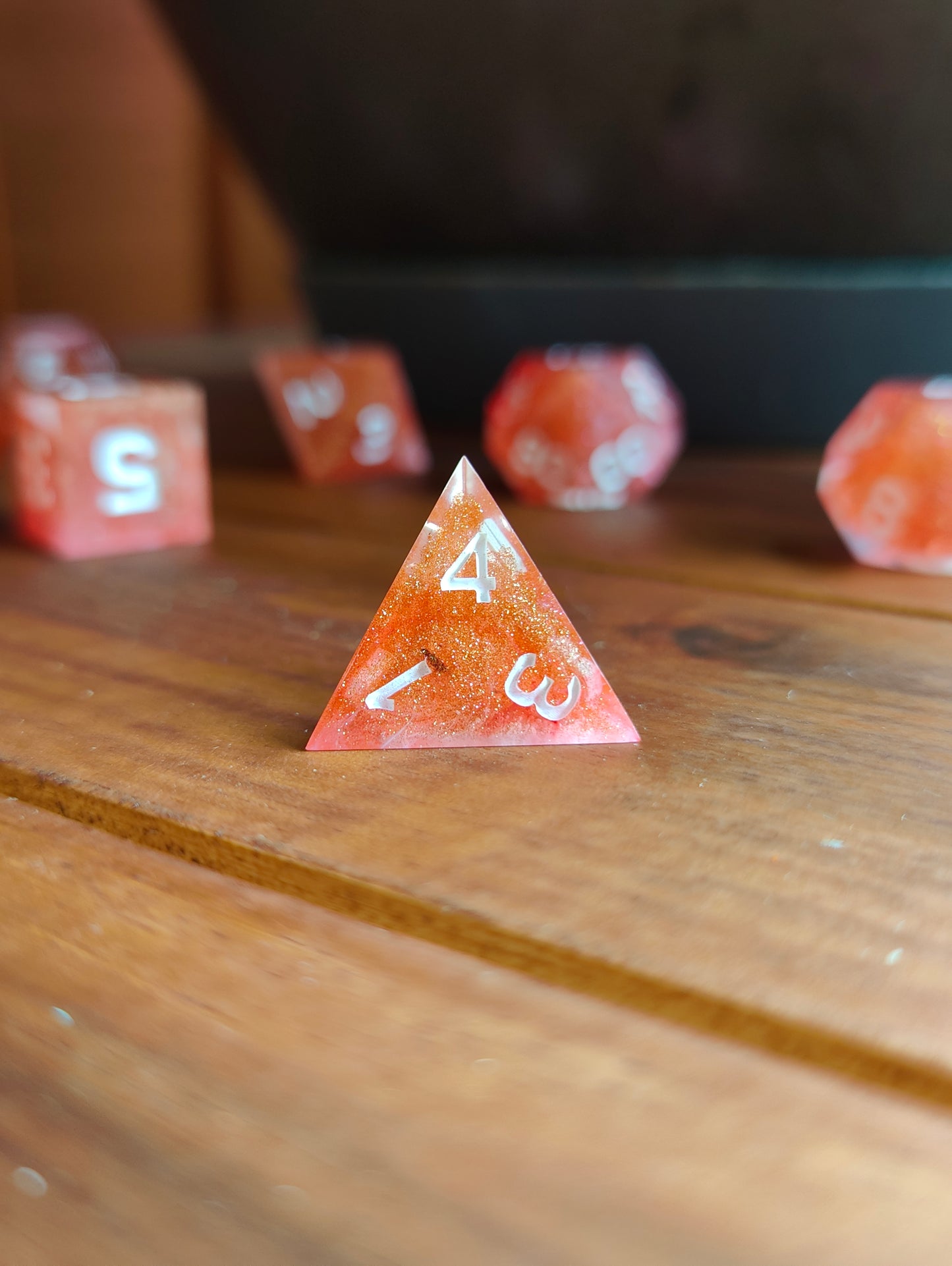 Handmade dice set: Crimson Blaze