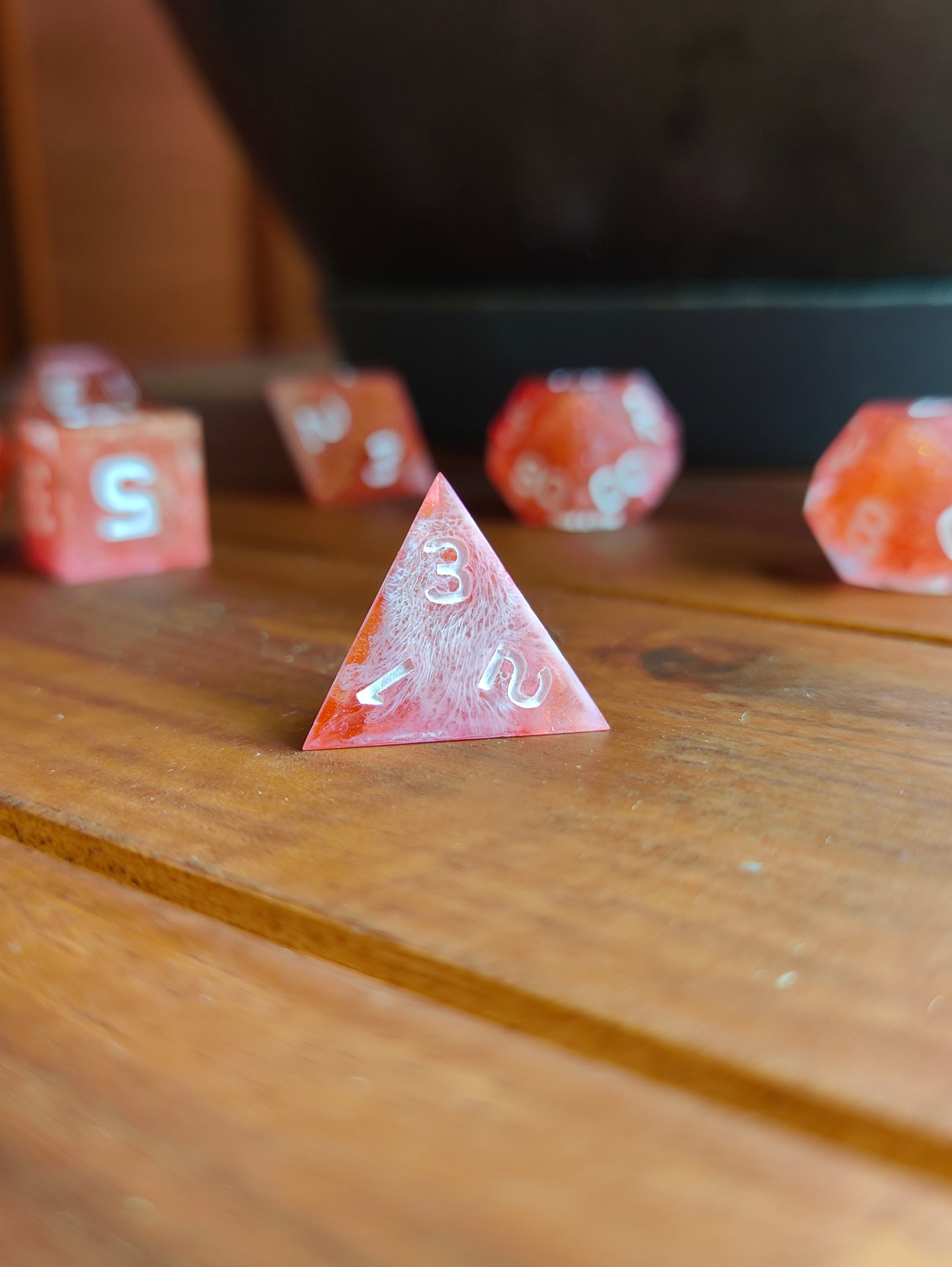 Handmade dice set: Crimson Blaze