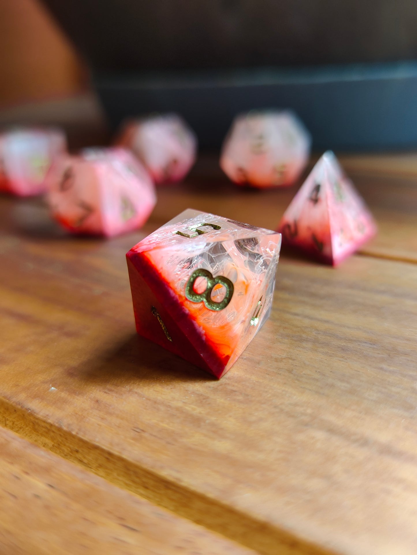 Handmade dice set: Inferno