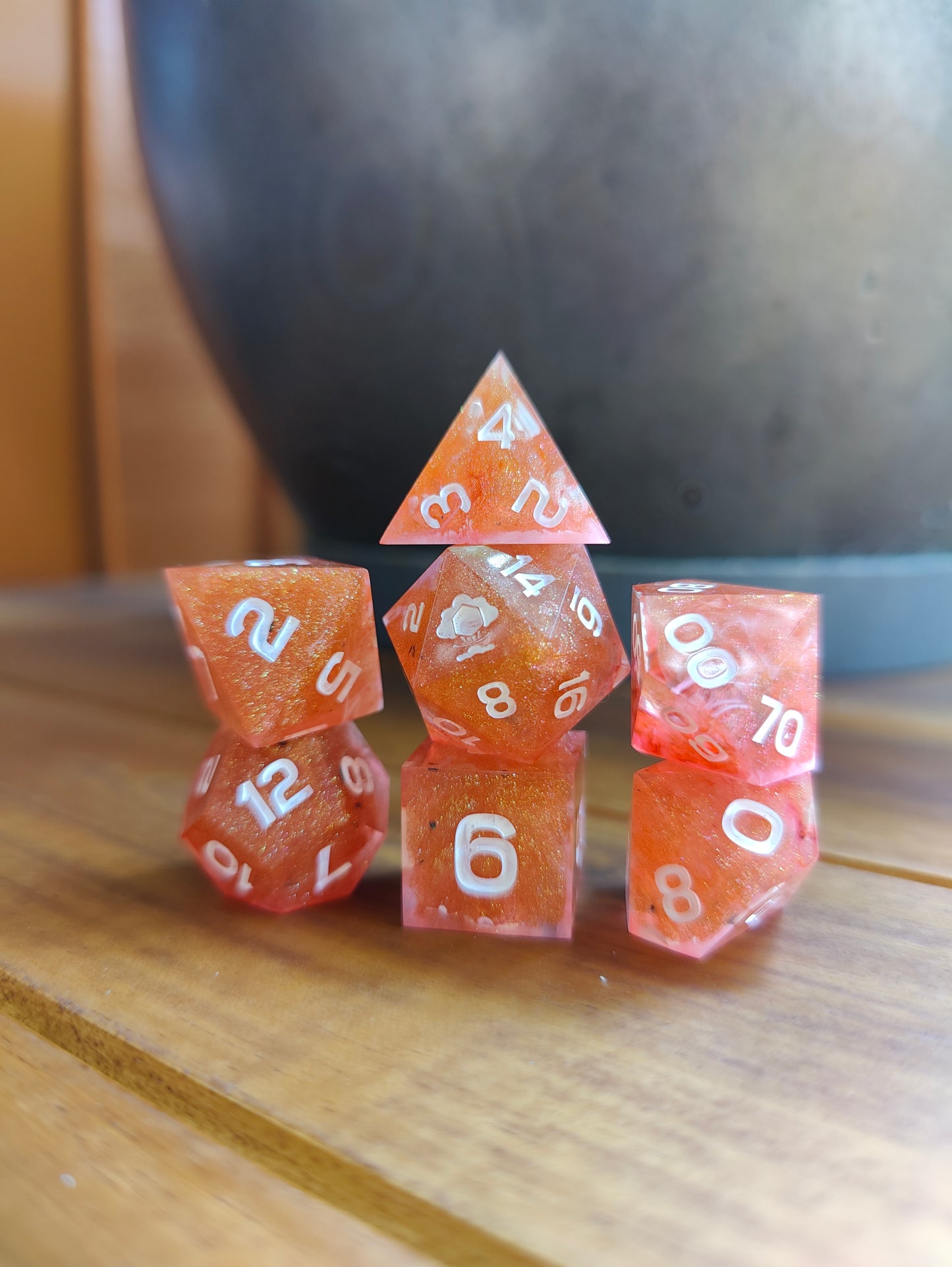 Handmade dice set: Crimson Blaze