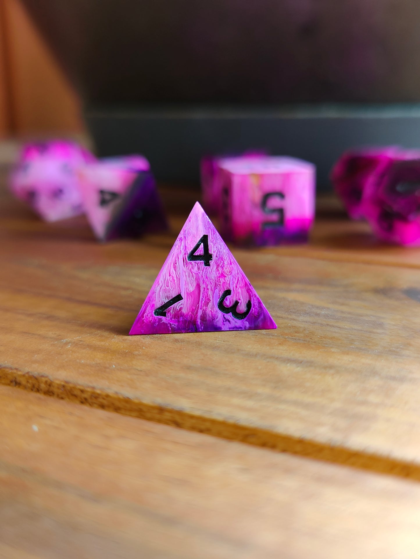 Handmade dice set: Pink Vortex