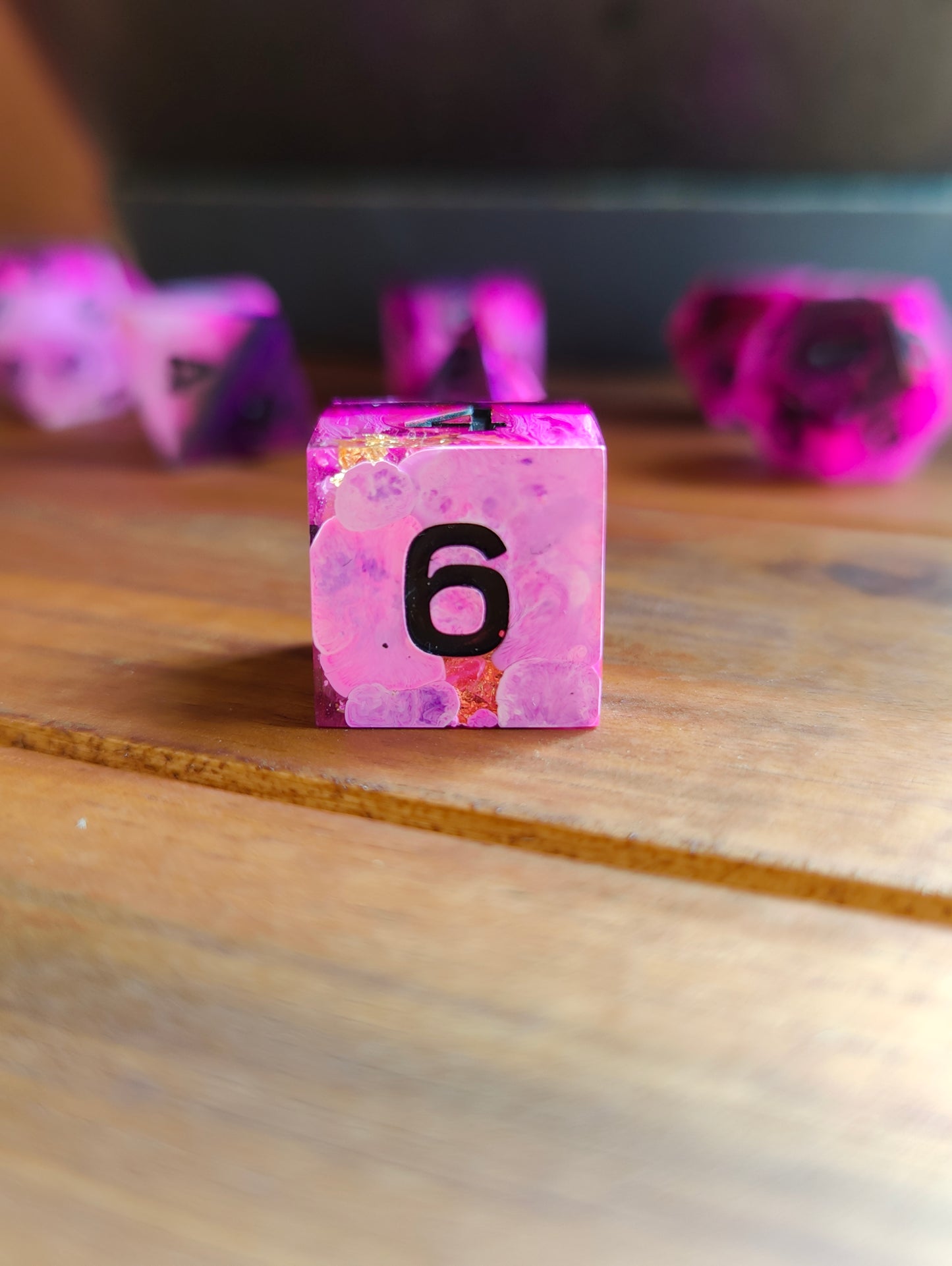 Handmade dice set: Pink Vortex