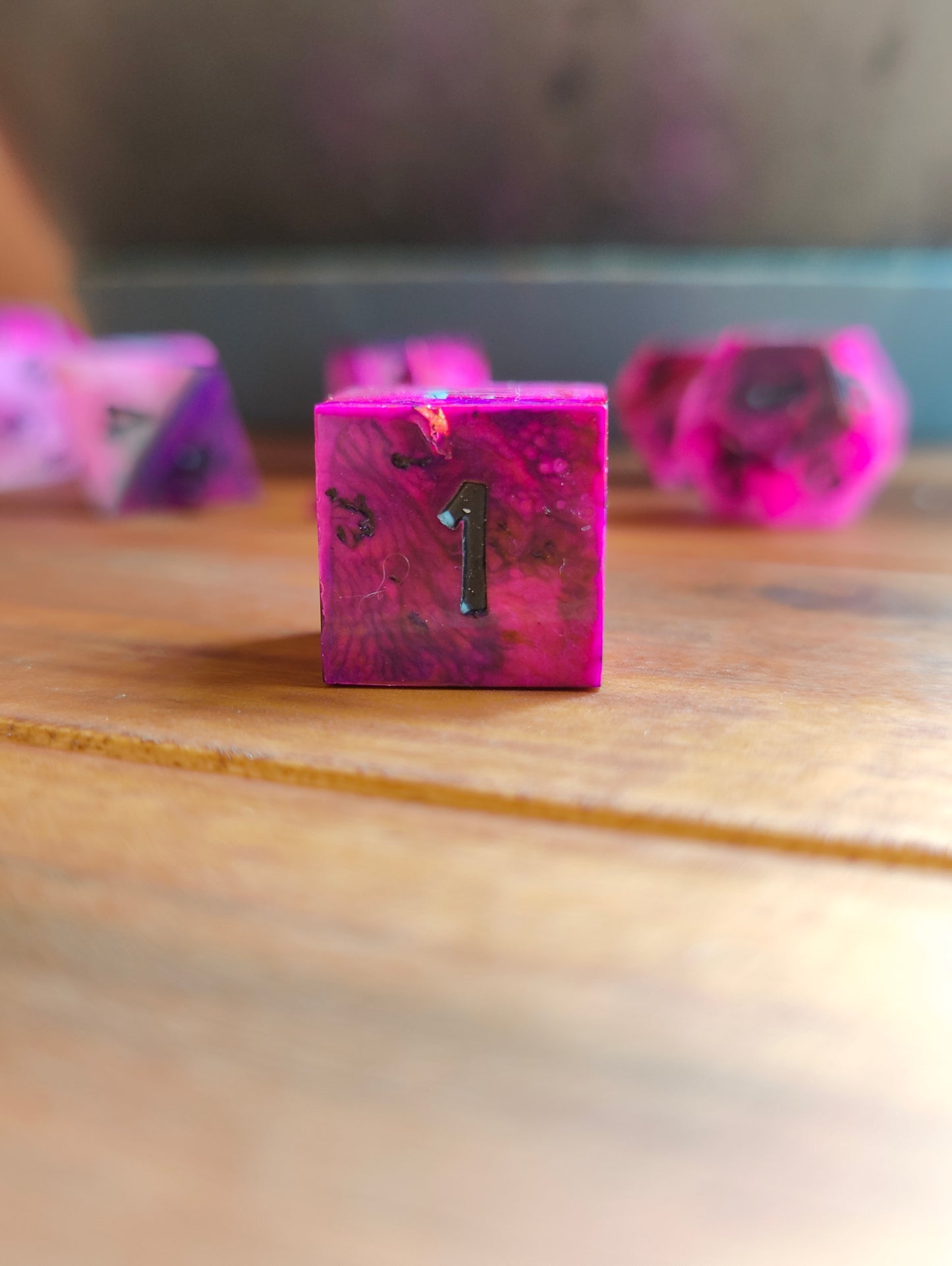 Handmade dice set: Pink Vortex