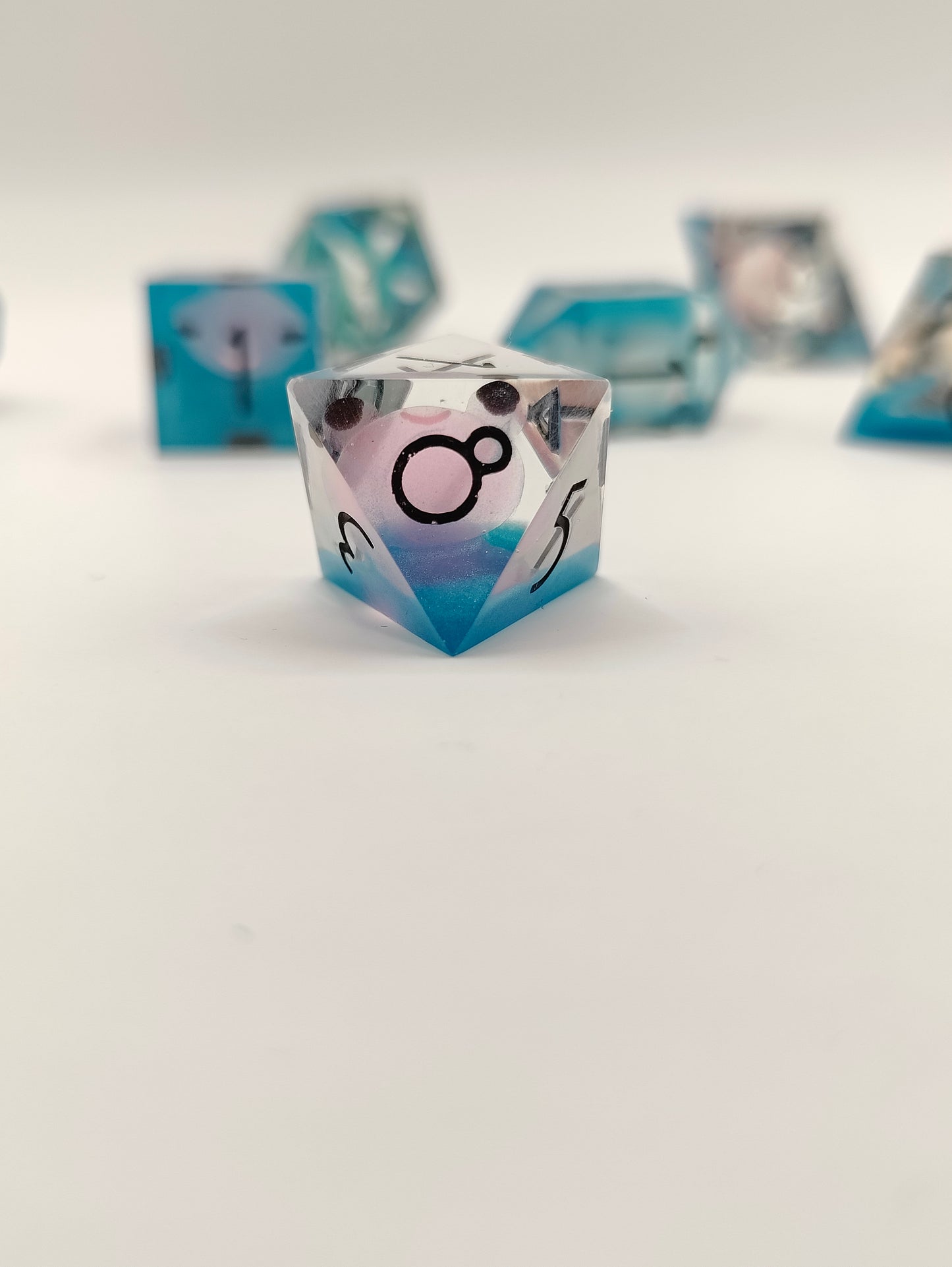 Handmade dice set: Froggy pond