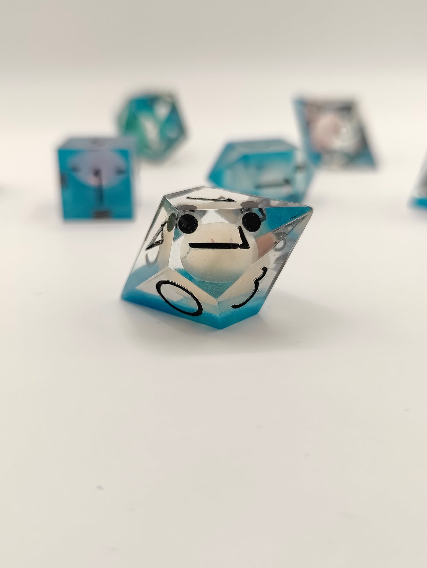 Handmade dice set: Froggy pond