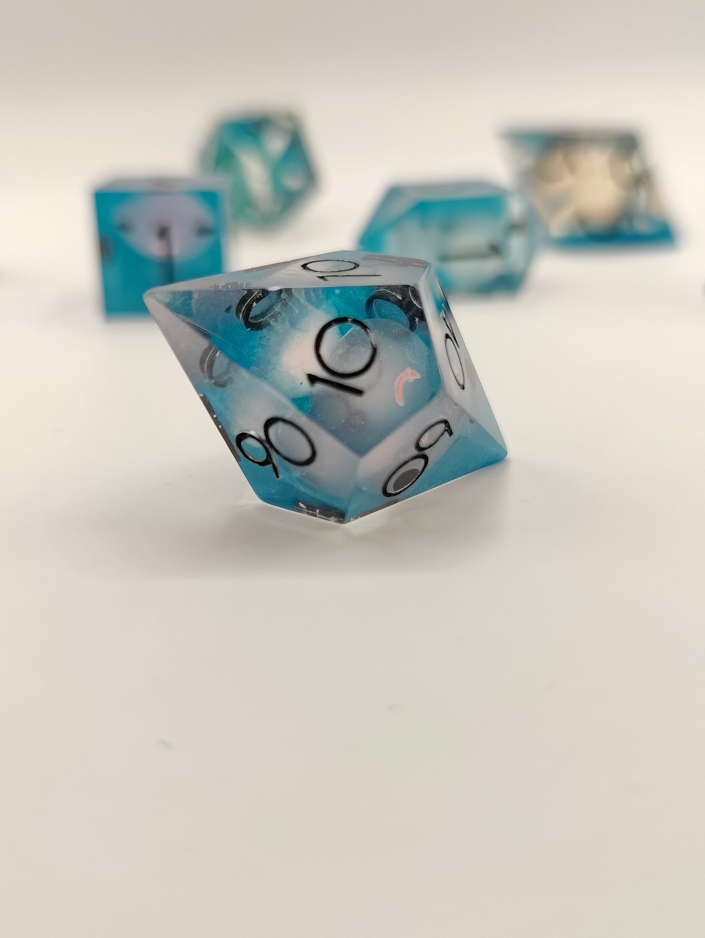 Handmade dice set: Froggy pond