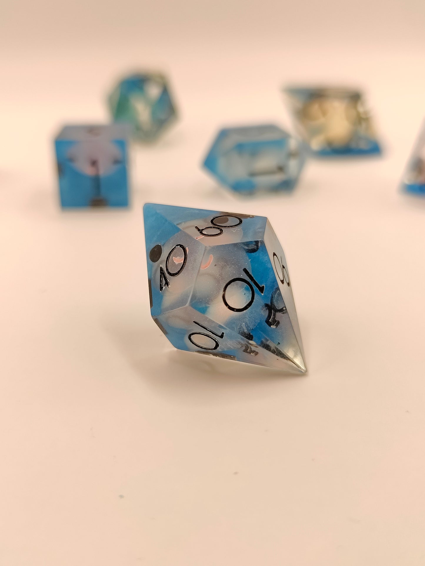 Handmade dice set: Froggy pond