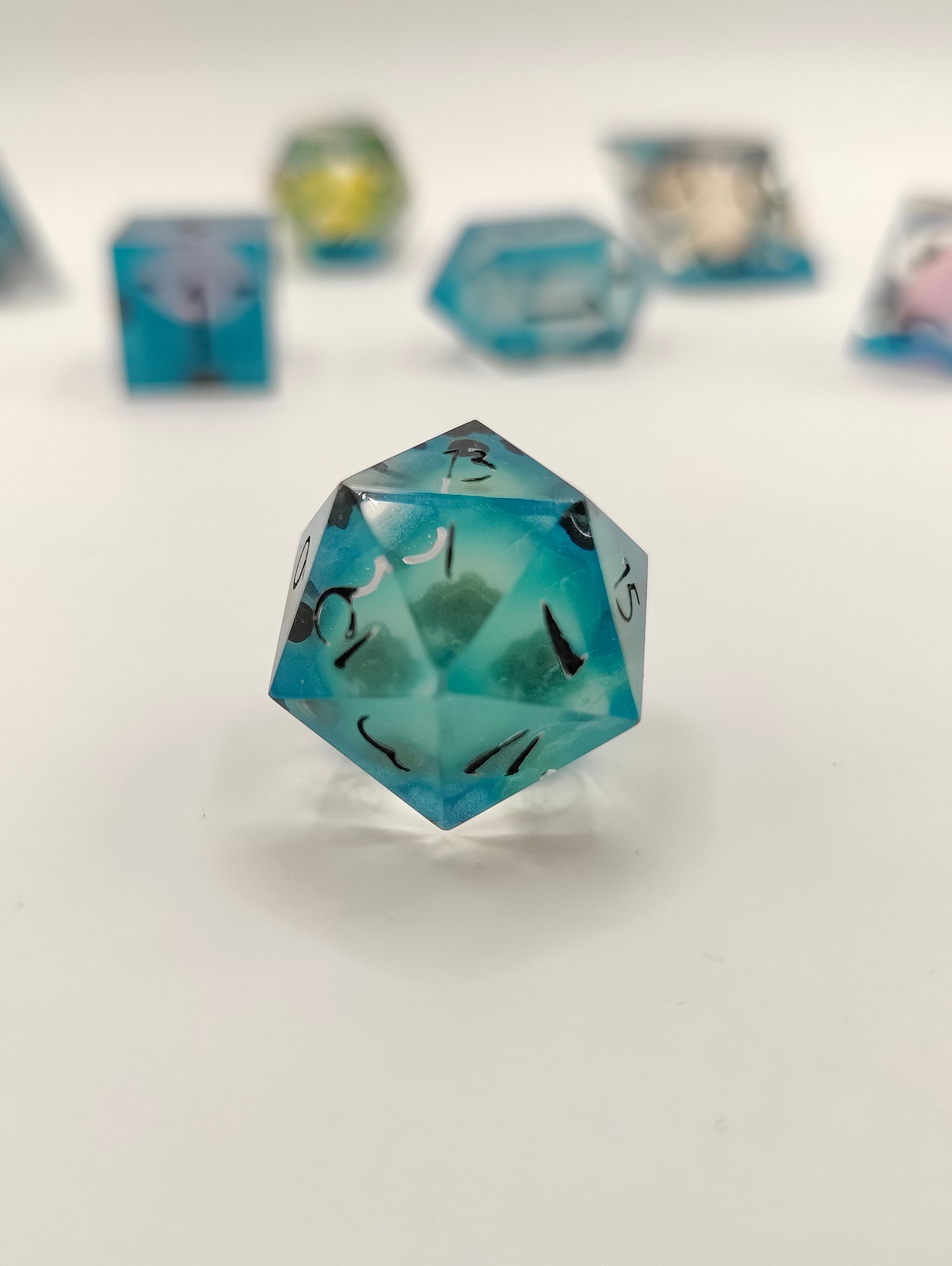 Handmade dice set: Froggy pond