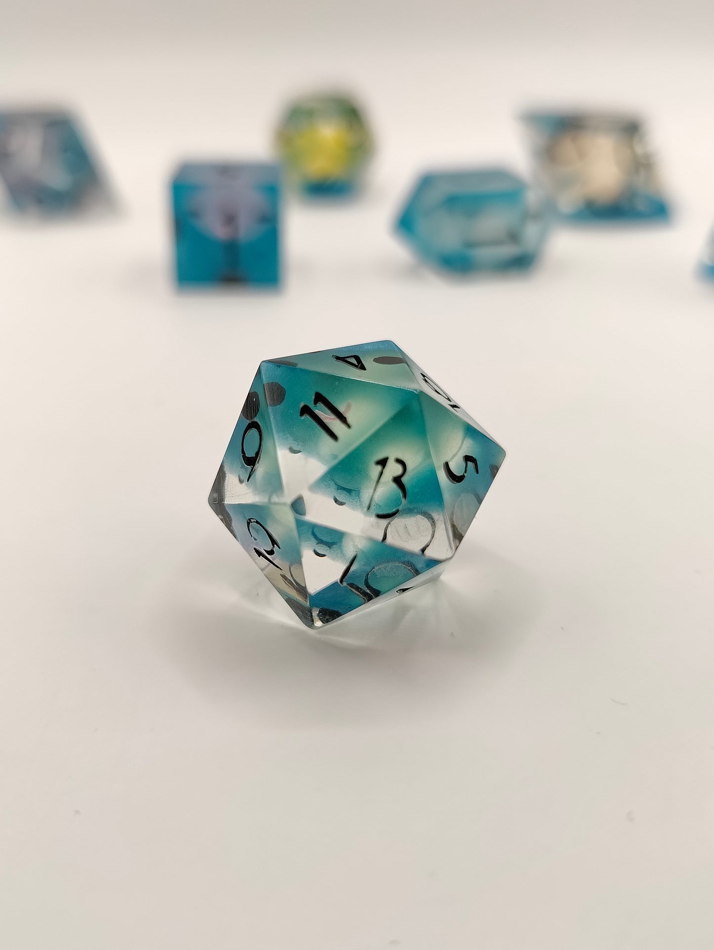 Handmade dice set: Froggy pond