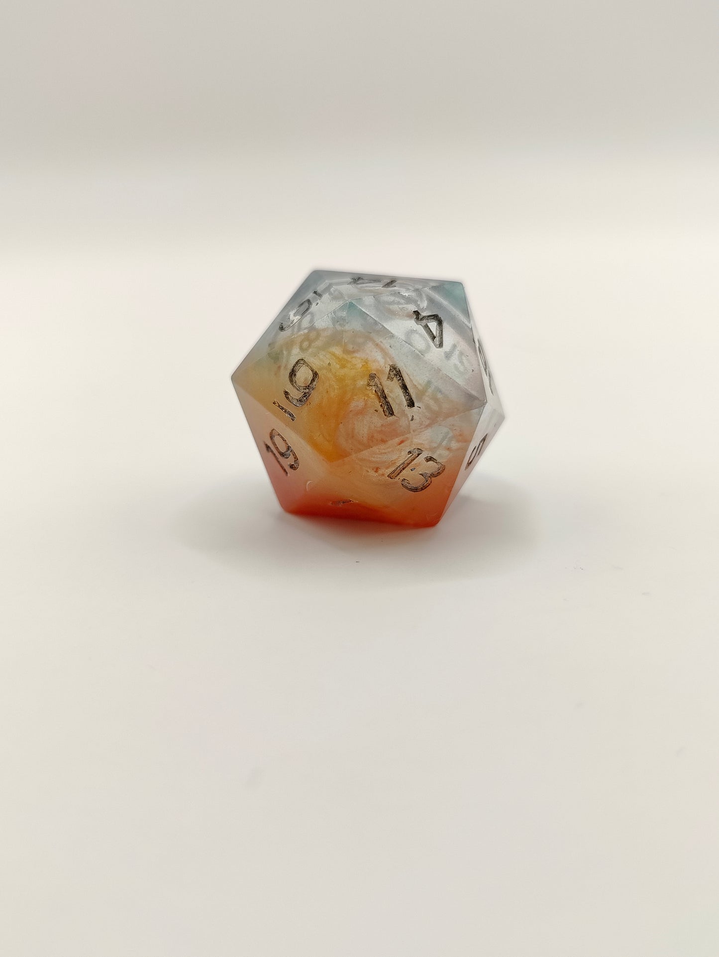 Handmade liquid core D20: Winter's Solstice