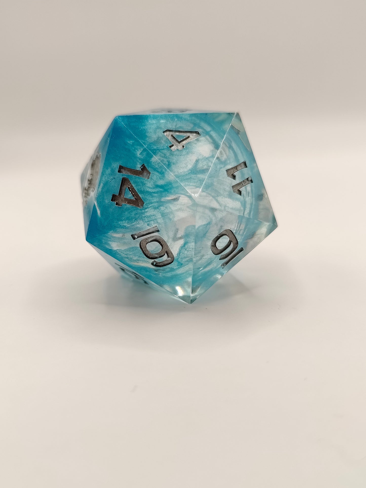 Handmade 40mm liquid core D20: Snowglobe