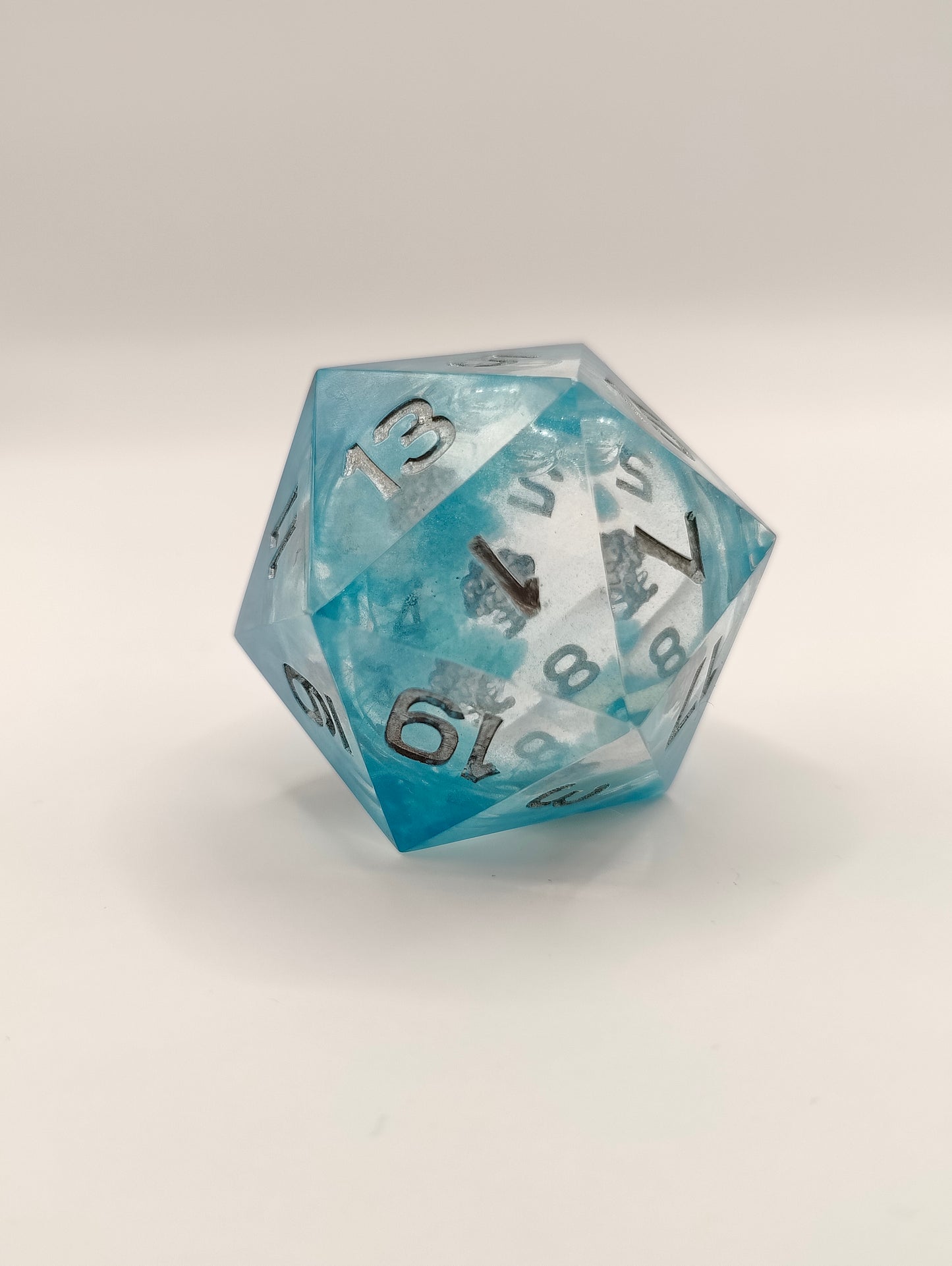 Handmade 40mm liquid core D20: Snowglobe