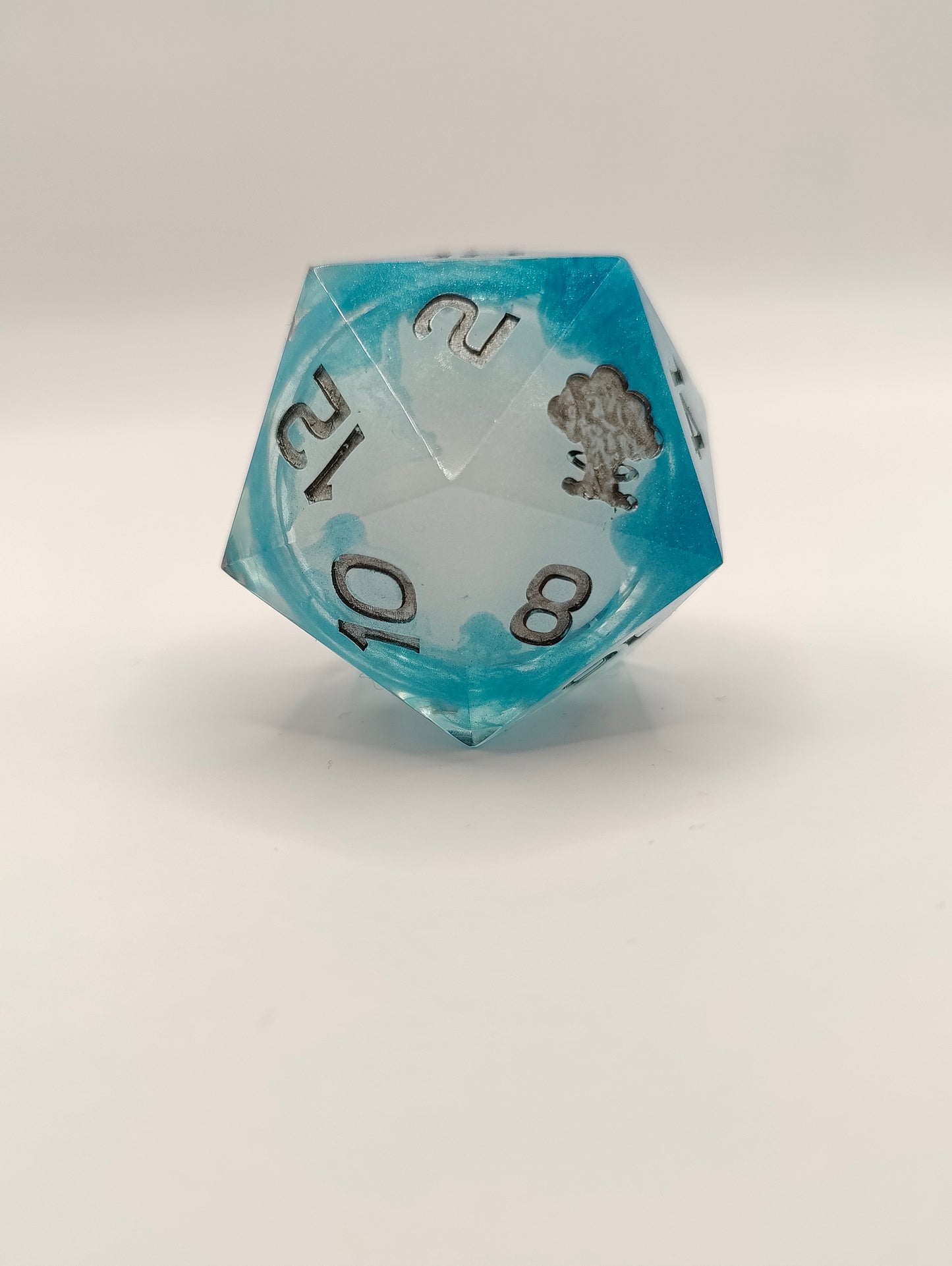 Handmade 40mm liquid core D20: Snowglobe