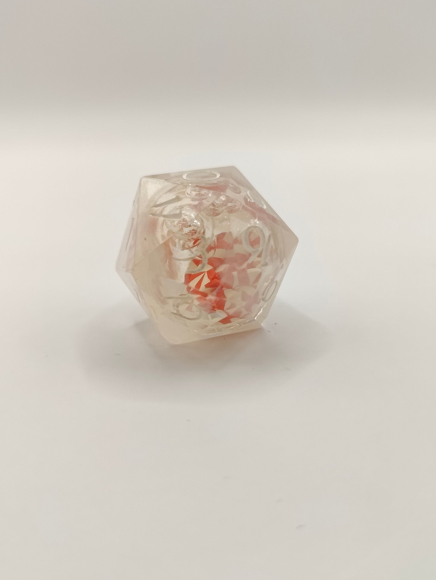 Handmade liquid core D20: Candy cane