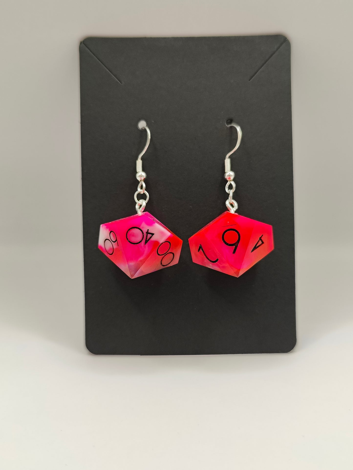 Handmade D10/D% earrings: Rose shimmer