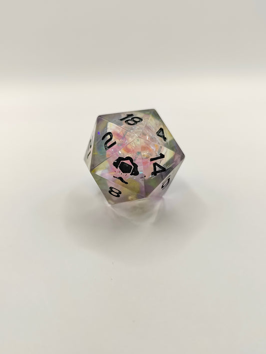 Handmade single D20: Fractured rainbow