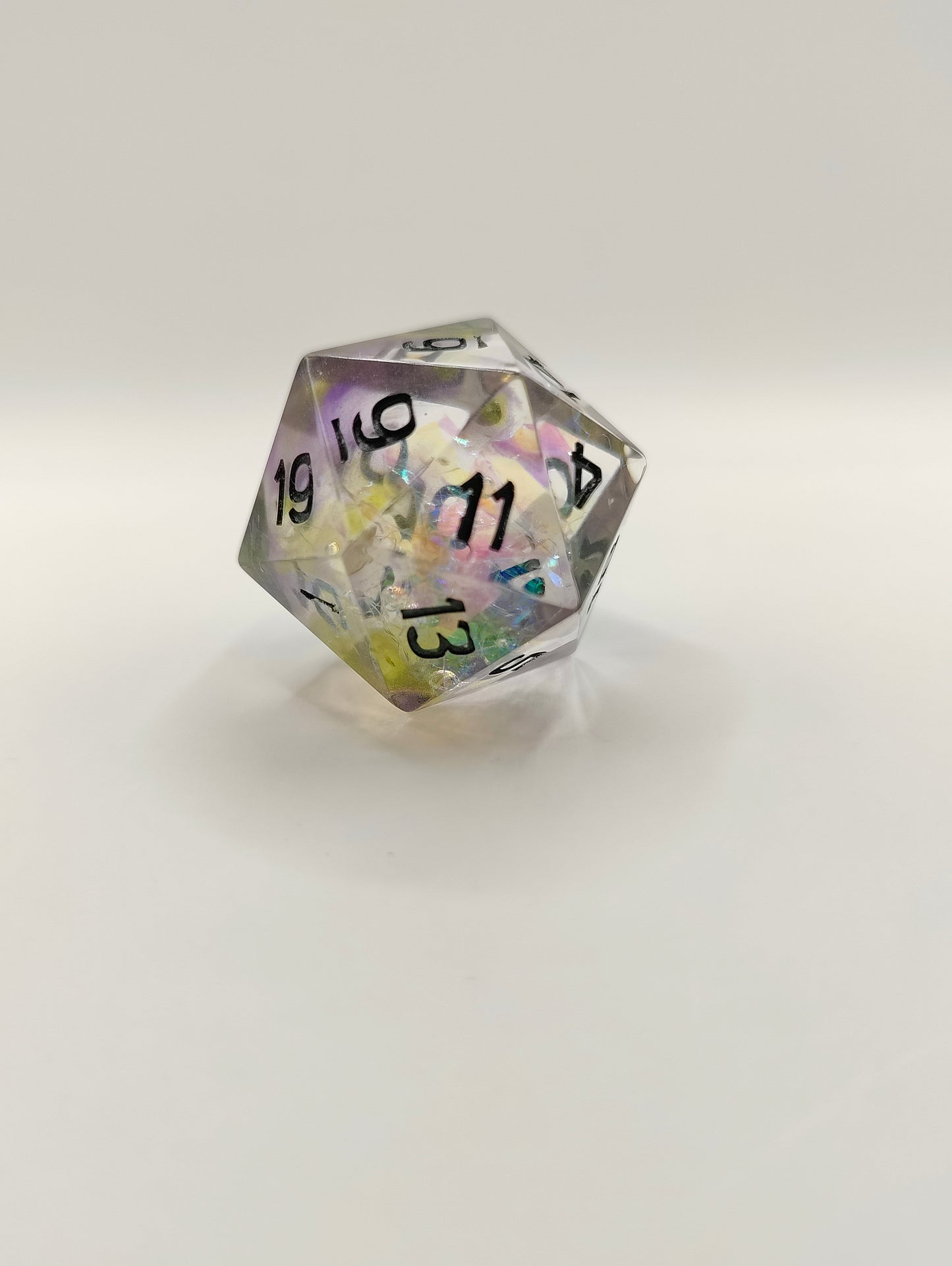 Handmade single D20: Fractured rainbow