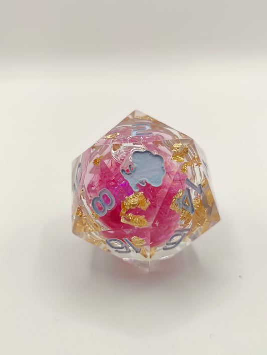 Handmade 40mm liquid core D20: Frozen blossom