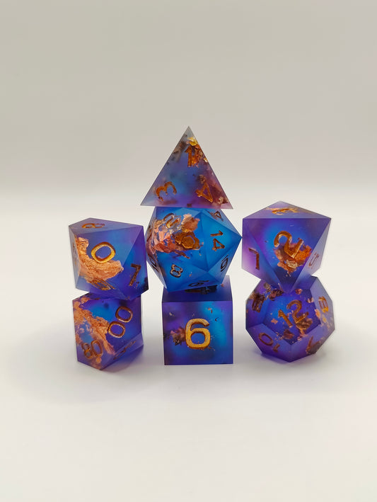 Handmade dice set: Sunken treasure, matte finish