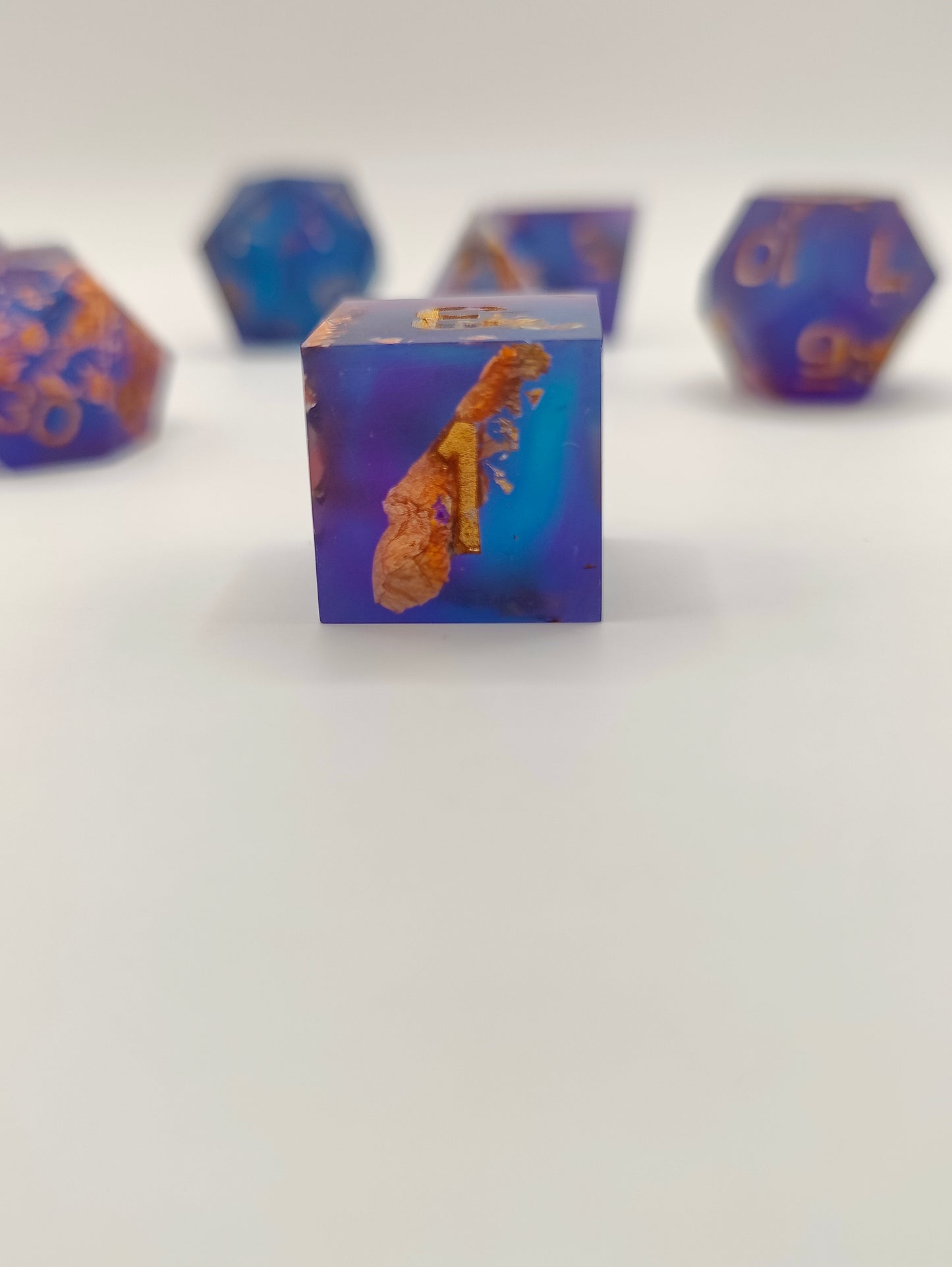 Handmade dice set: Sunken treasure, matte finish