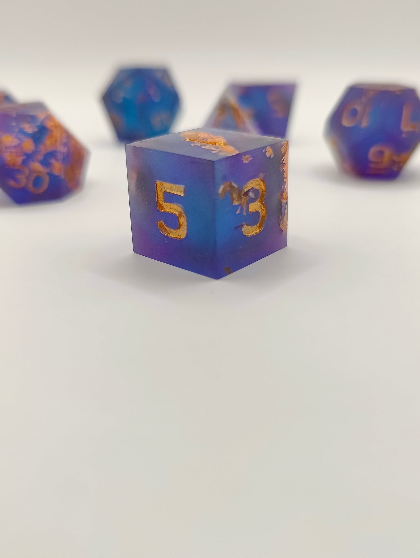 Handmade dice set: Sunken treasure, matte finish