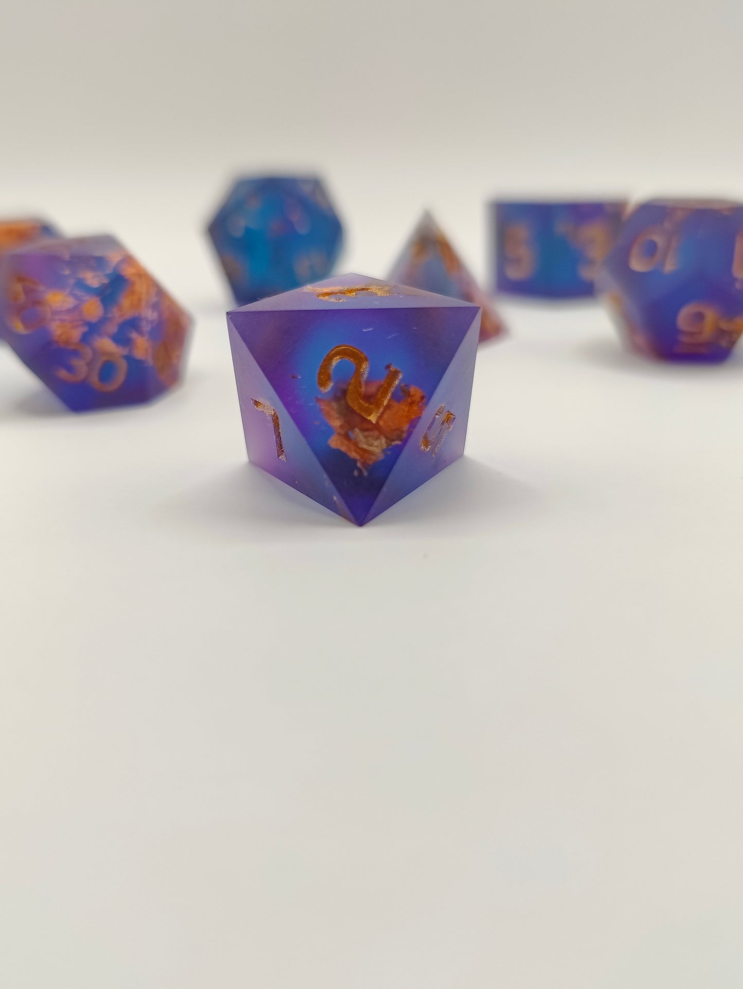 Handmade dice set: Sunken treasure, matte finish