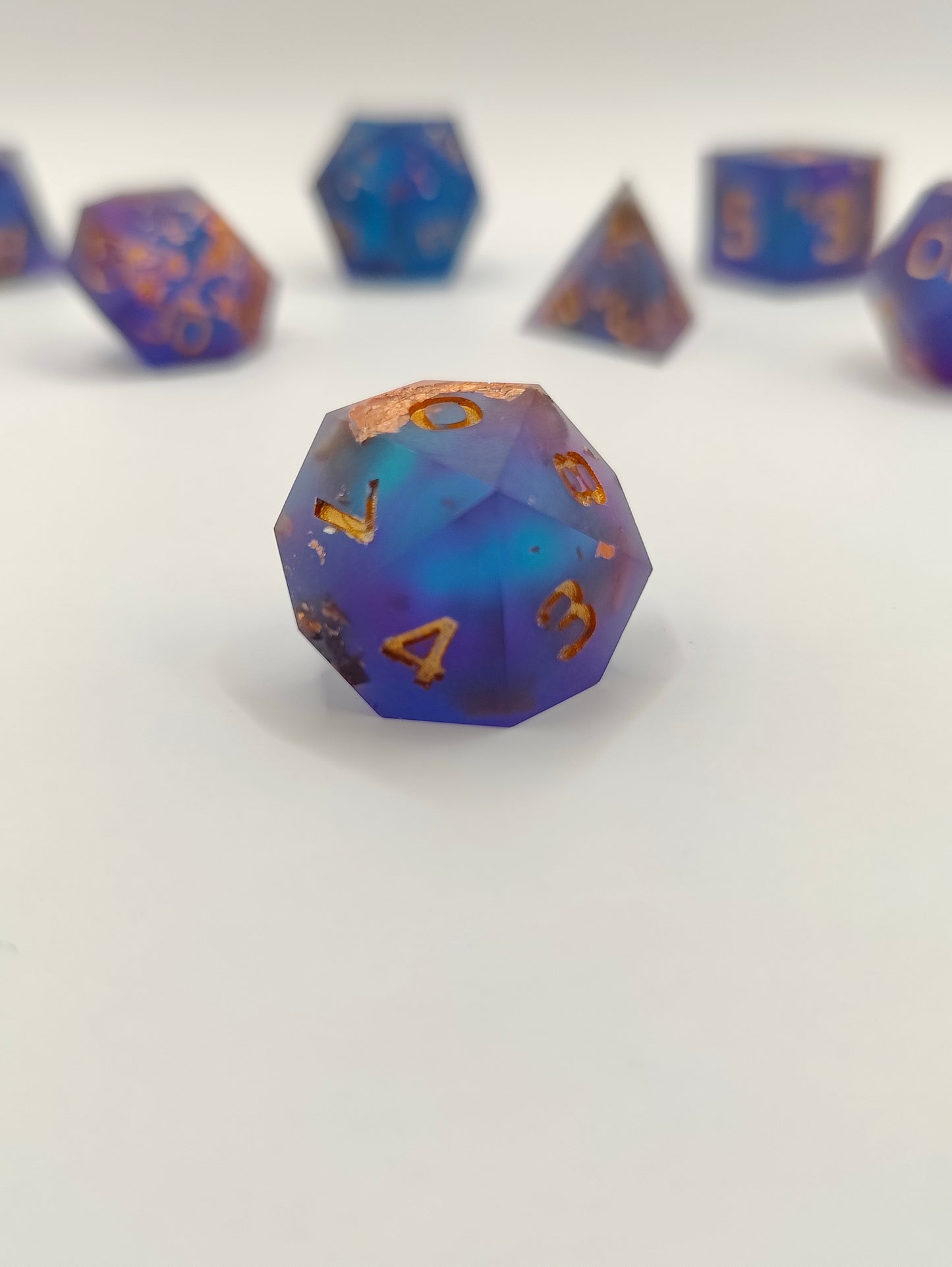 Handmade dice set: Sunken treasure, matte finish