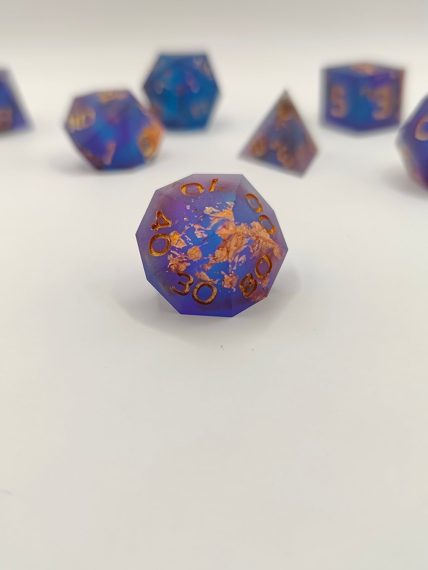 Handmade dice set: Sunken treasure, matte finish