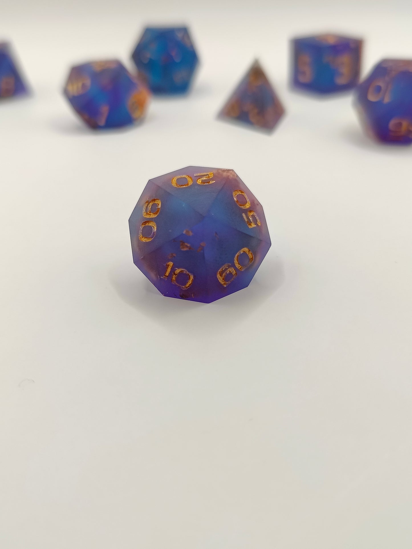 Handmade dice set: Sunken treasure, matte finish