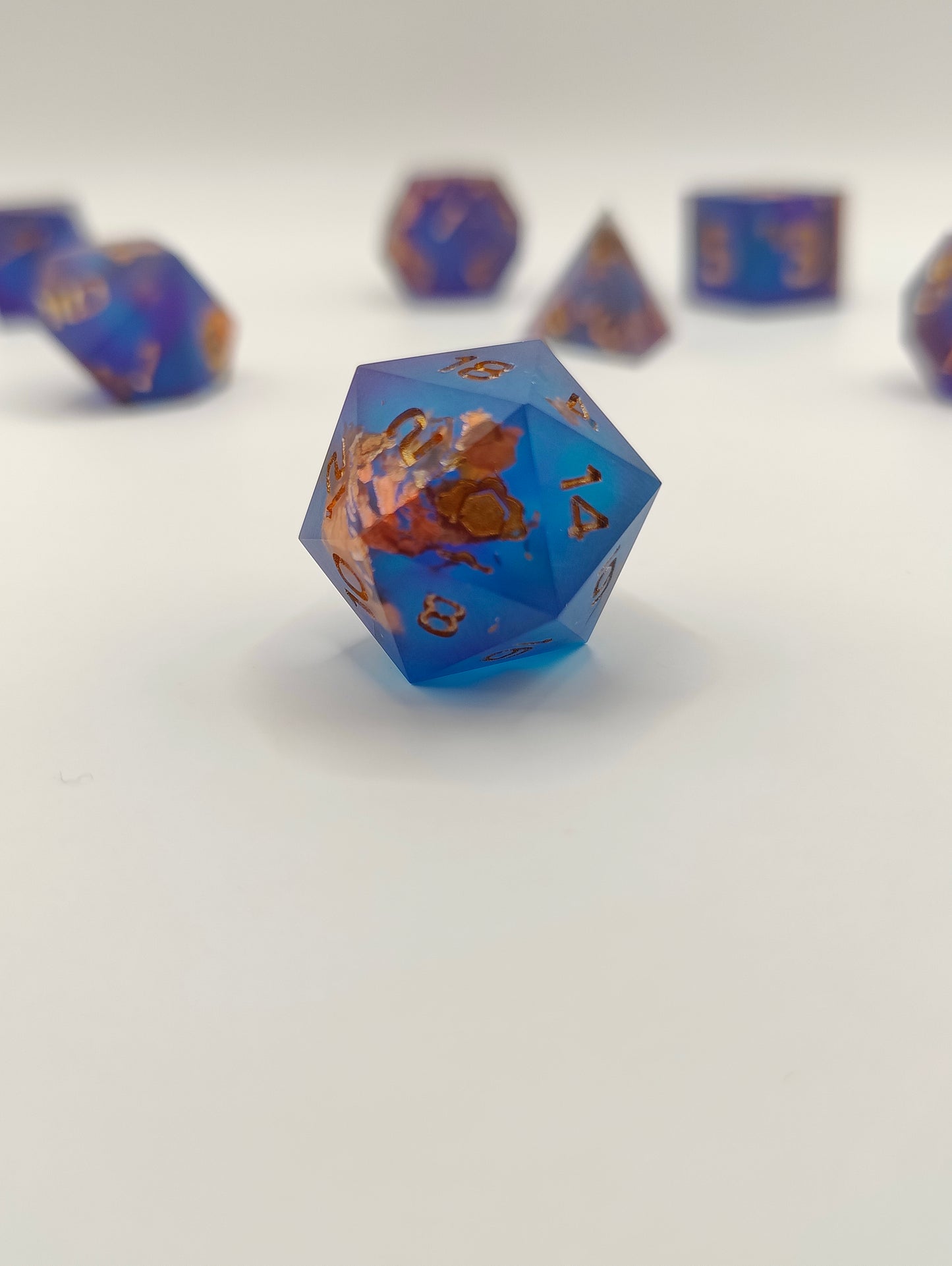 Handmade dice set: Sunken treasure, matte finish