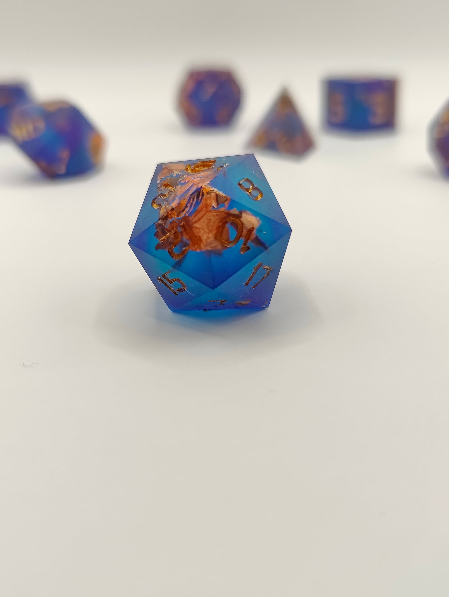 Handmade dice set: Sunken treasure, matte finish