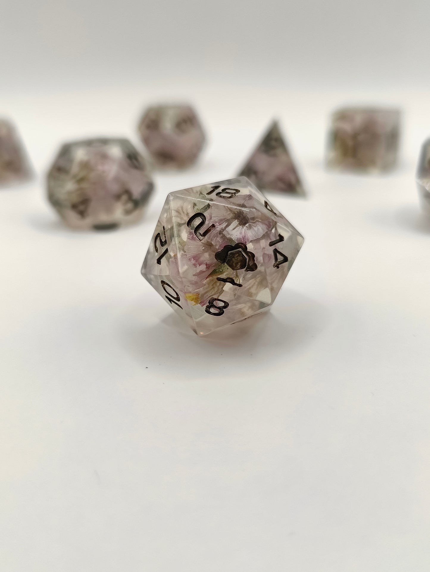 Handmade dice set: Kore's garden