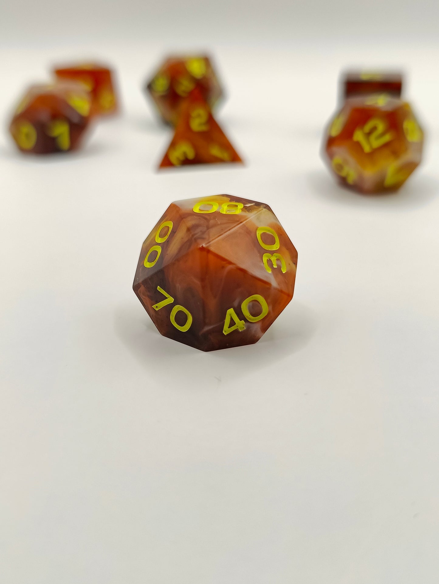 Handmade dice set: Thai iced tea