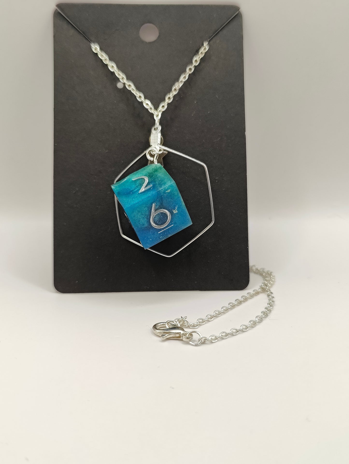 Handmade dice necklace: Poseidon's D6