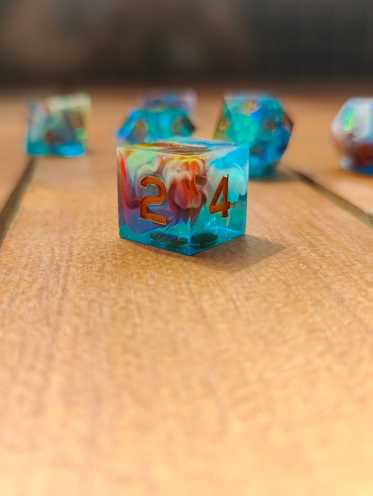 Handmade dice set: Rainbow Nebula