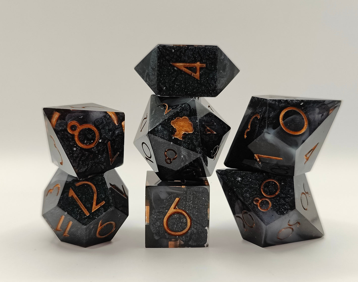 Handmade dice set: The expedition thin font