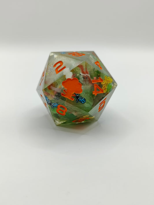 Handmade 40mm D20: Butterfly garden
