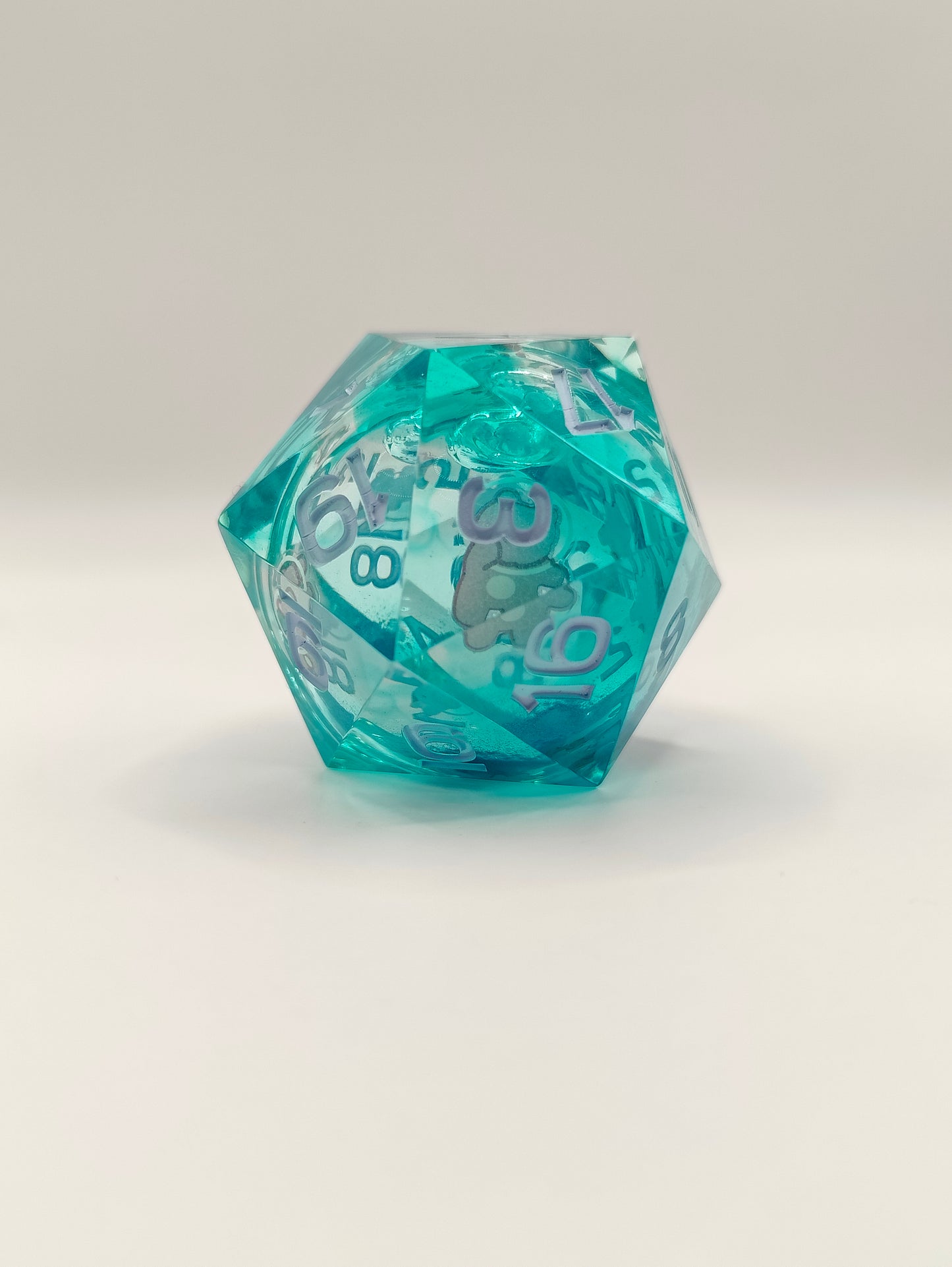 Handmade 40mm liquid core D20: Space kitties