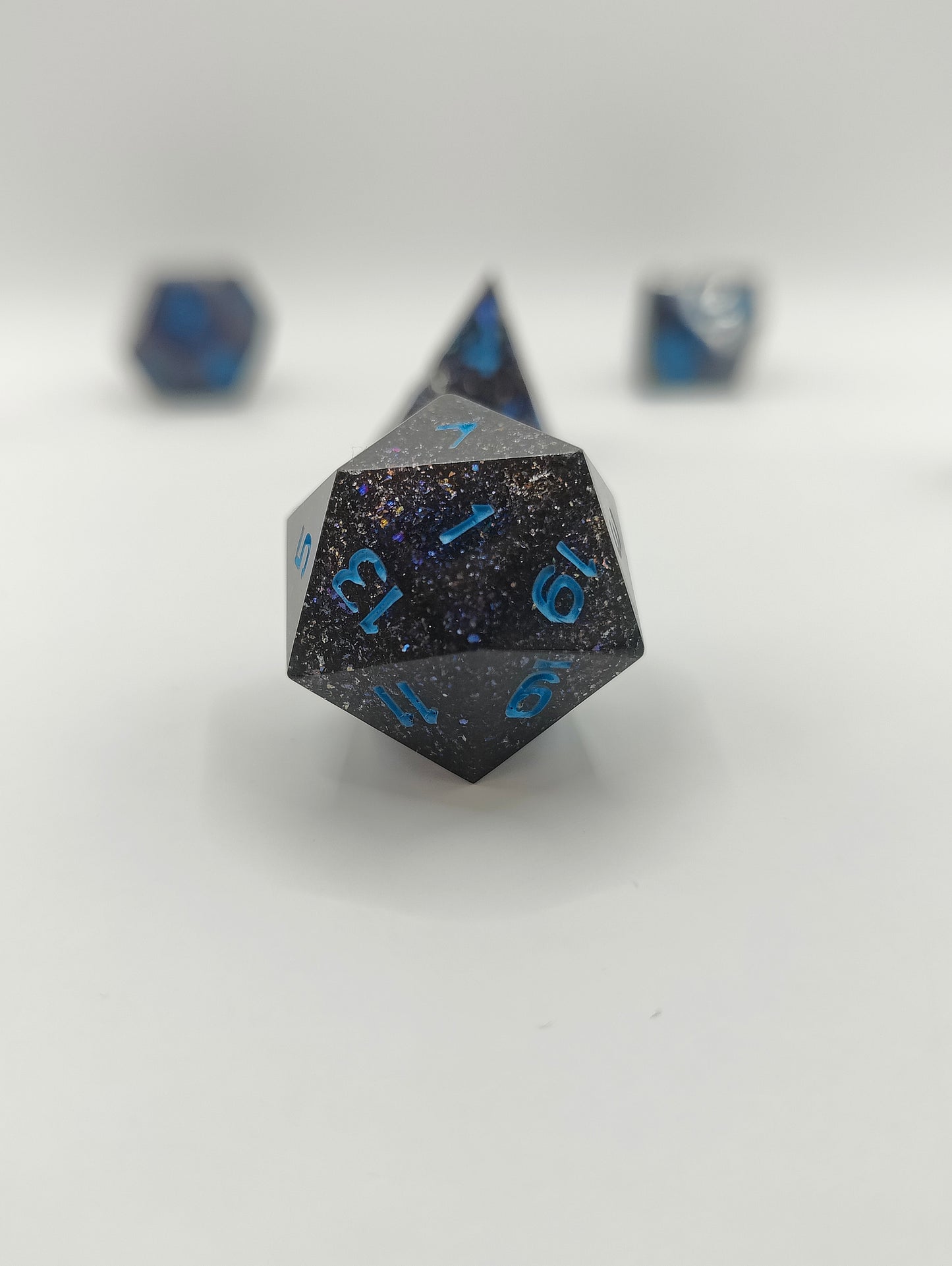 Handmade dice set: Shifting galaxies