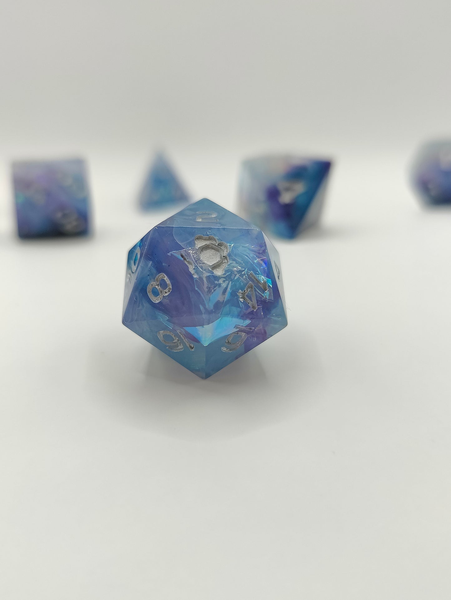 Handmade dice set: Galactic ice