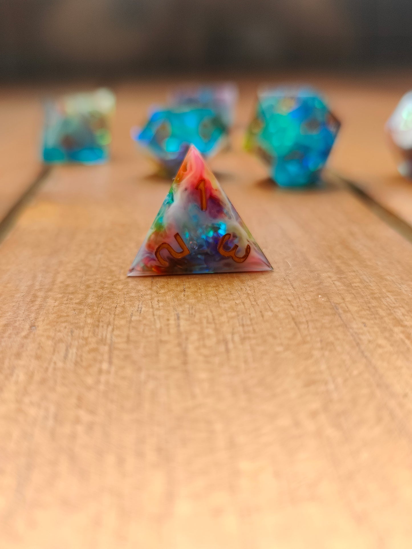 Handmade dice set: Rainbow Nebula