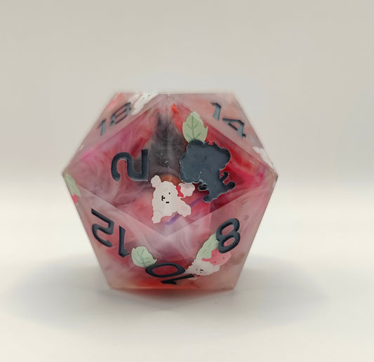 Handmade 40mm D20: Bunnies and Berries