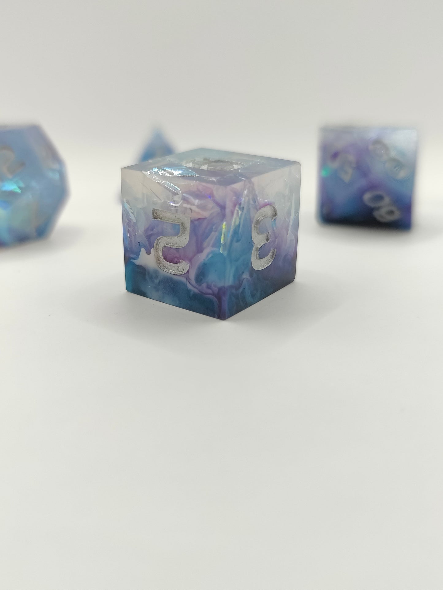 Handmade dice set: Galactic ice