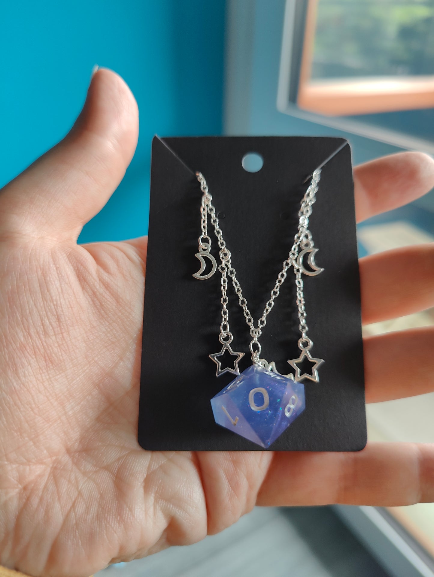 Handmade dice necklace: Stargazing D10