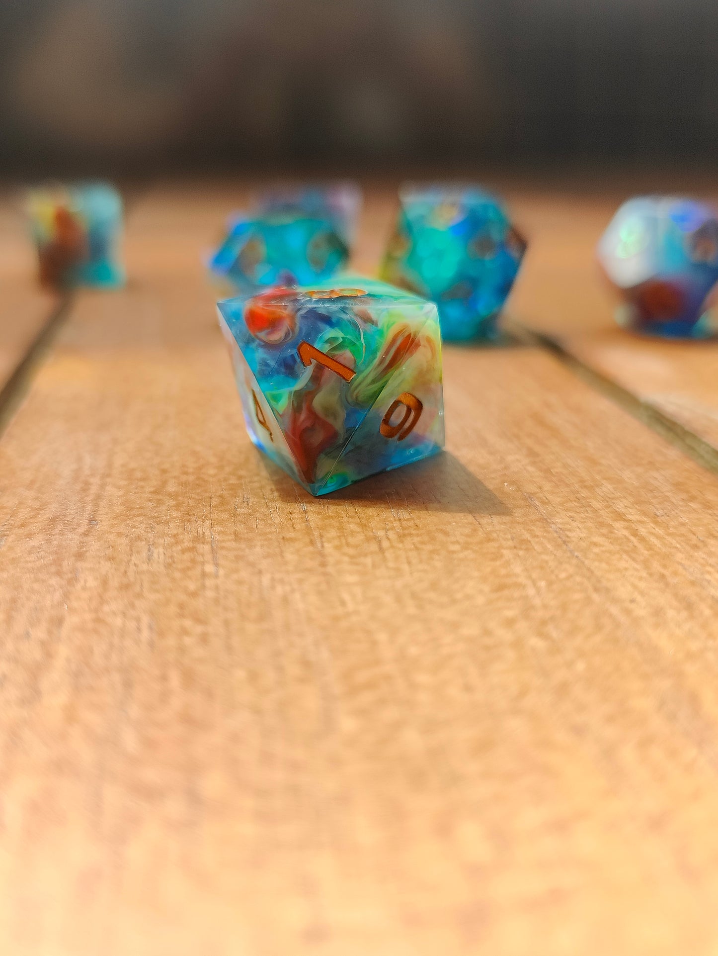 Handmade dice set: Rainbow Nebula